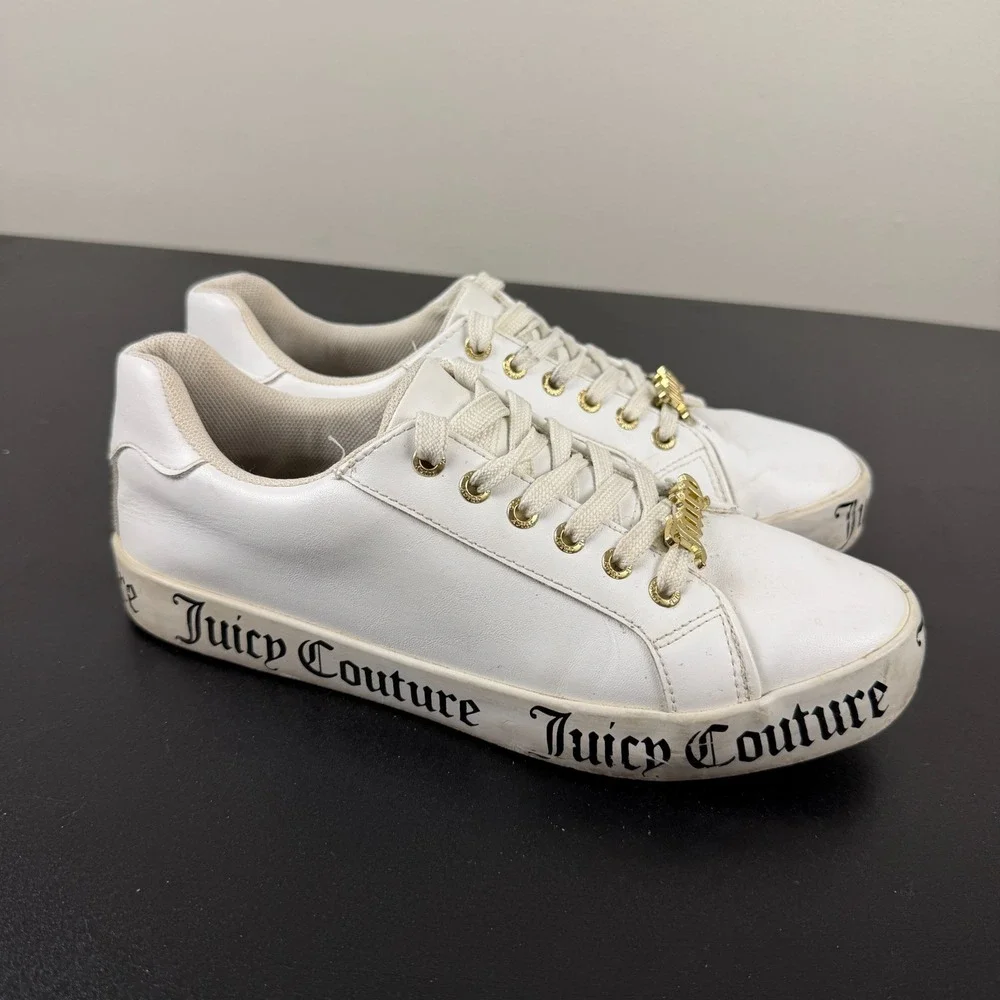 Juicy Couture JC-Chatter Shoes Womens 8M White Low Top Lace-Up Athletic Sneakers